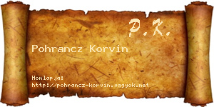 Pohrancz Korvin névjegykártya